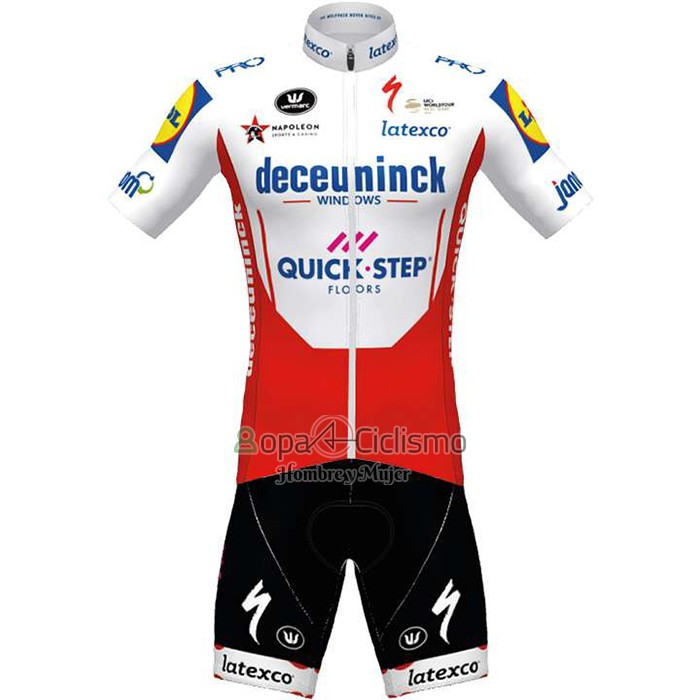 Deceuninck Quick Step Ropa Ciclismo Culotte Corto 2020 Mangas Cortas Blanco Rojo1